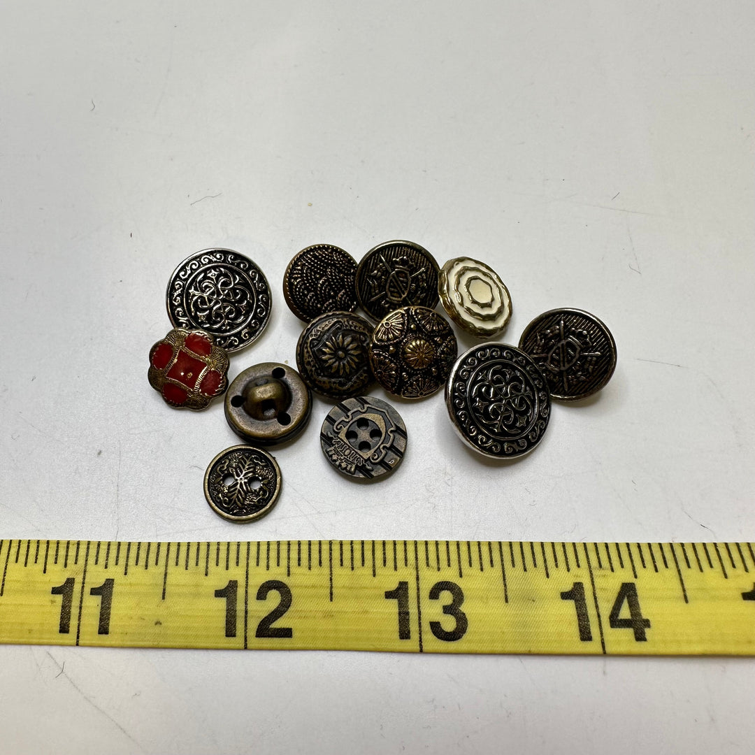 Shank Button -  Metal - Multi - 12 Pack