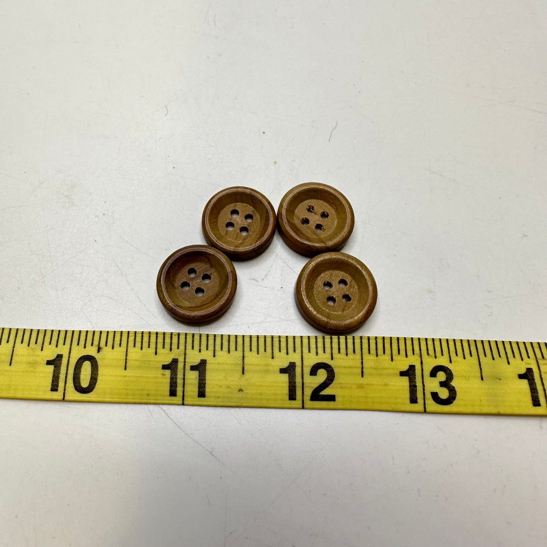 4 Hole Button - 18MM Wood - Beige - 4 Pack