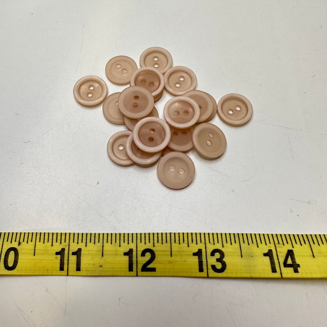 2 Hole Button - 15MM Plastic - Light Pink - 25 Pack