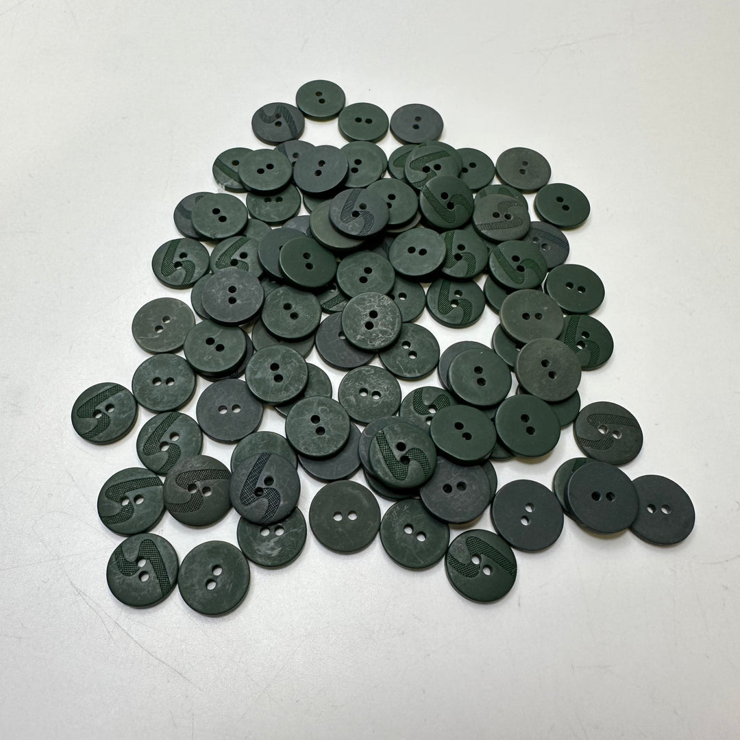 2 Hole Button - 10MM Plastic - Dark Green - 100 Pack