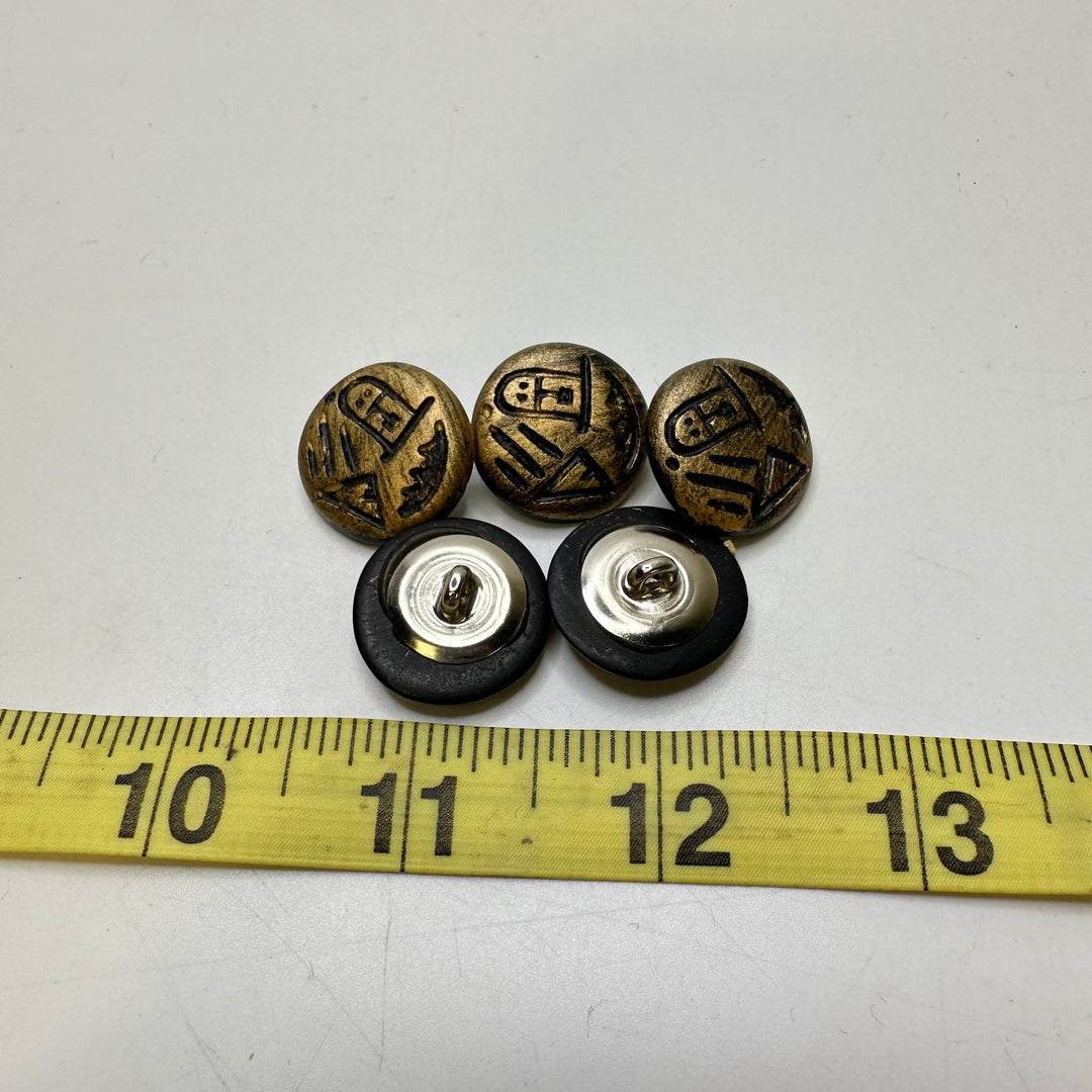 Shank Button - 20MM Metal - Light Brown - 5 Pack