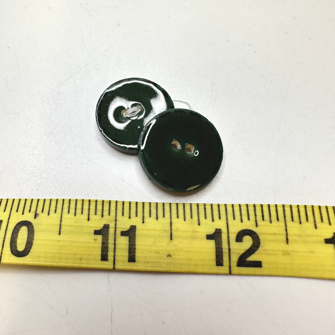 2 Hole Button - 20MM Ceramic - Dark Green - 2 Pack