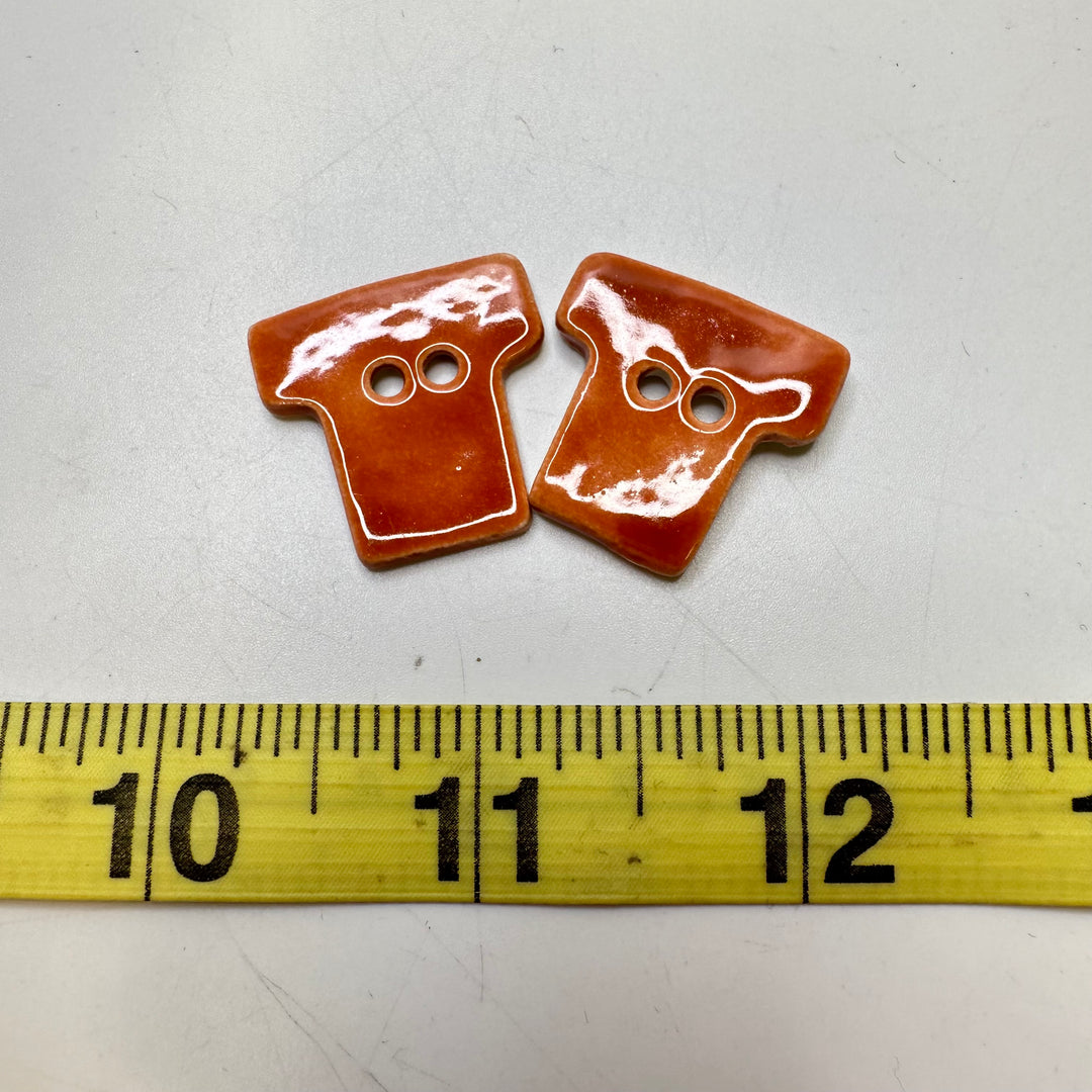 2 Hole Button - 25MM Ceramic - Orange - 2 Pack