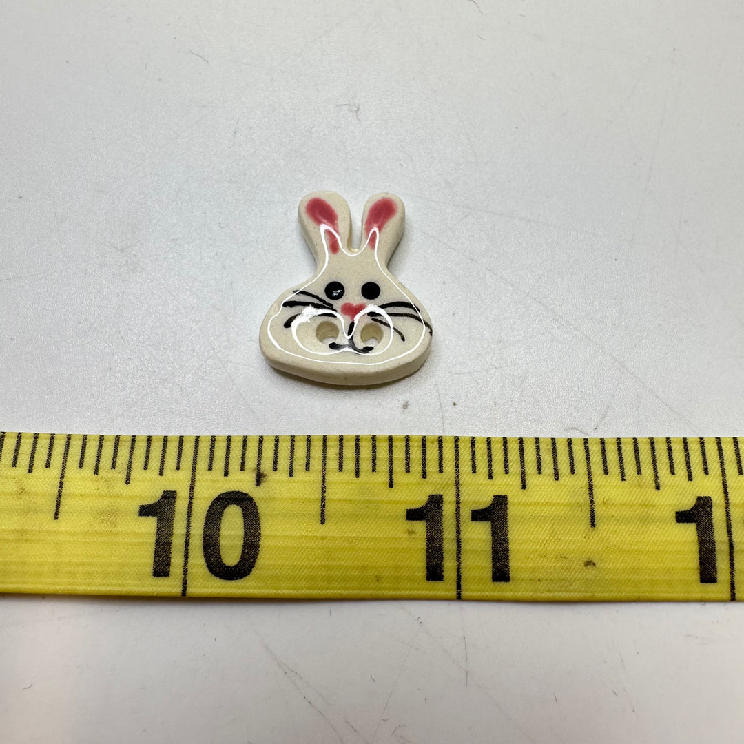 2 Hole Button - 15MM Ceramic - White Multi