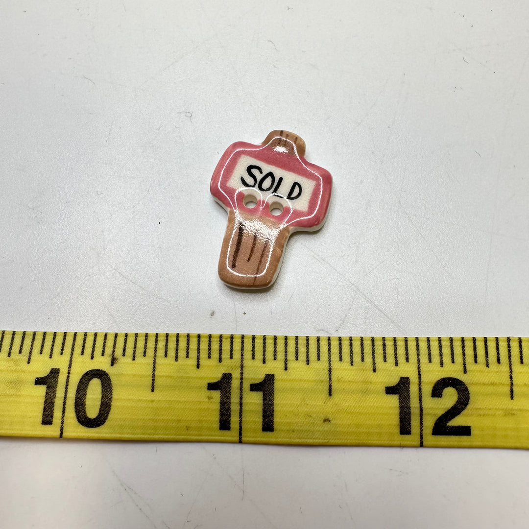 2 Hole Button - 20MM Ceramic - Light Brown/Pink