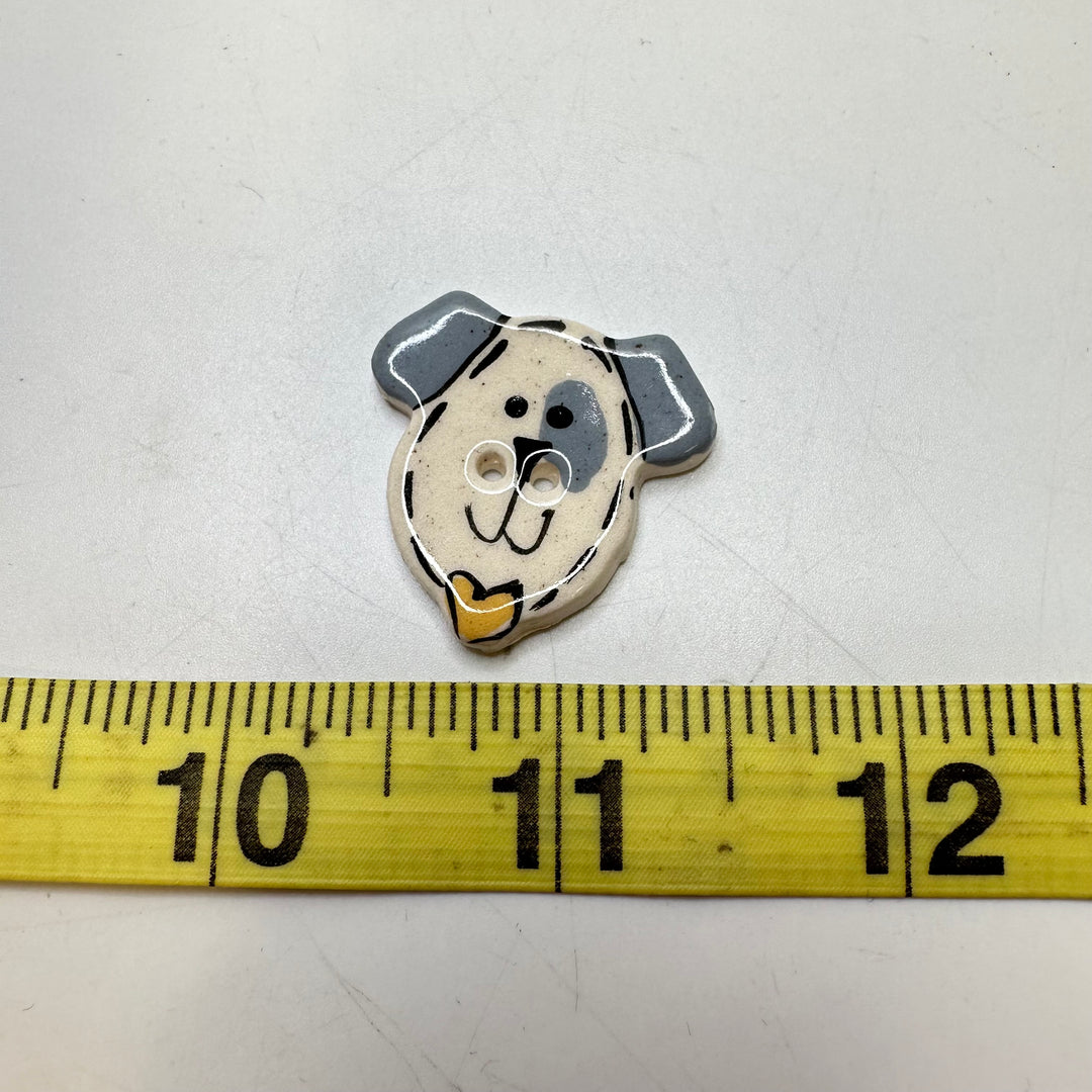 2 Hole Button - 30MM Ceramic - White/Blue