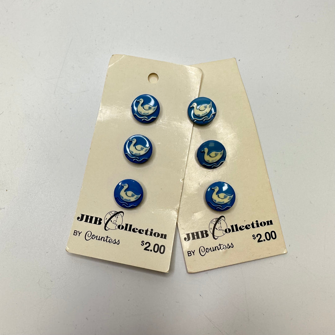 Shank Button - 15MM Plastic - Blue/White - 2 Pack