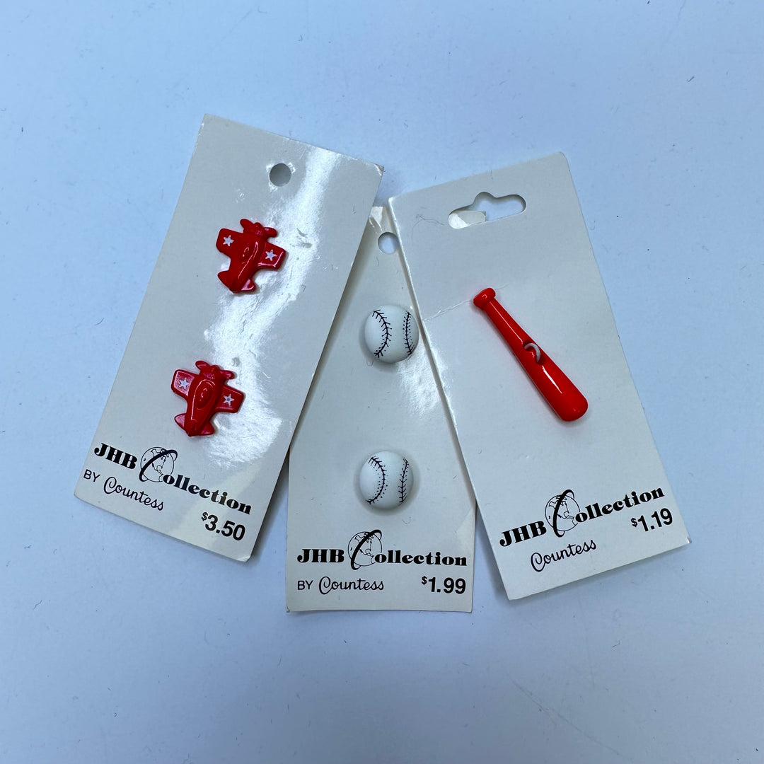 Shank Button - 15MM Plastic - Red/White - 3 Pack