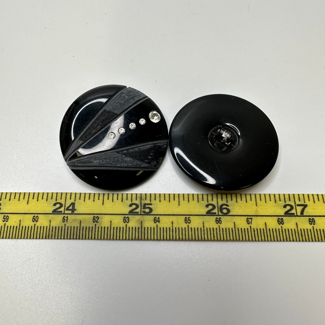 Shank Button - 38MM Plastic - Black - 2 Pack