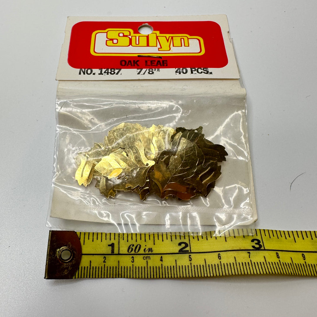 Oak Leaf Sequins - Gold - 40 Pack - FABCYCLE Deadstock and Sustainble Fabrics and Sewing Supplies
