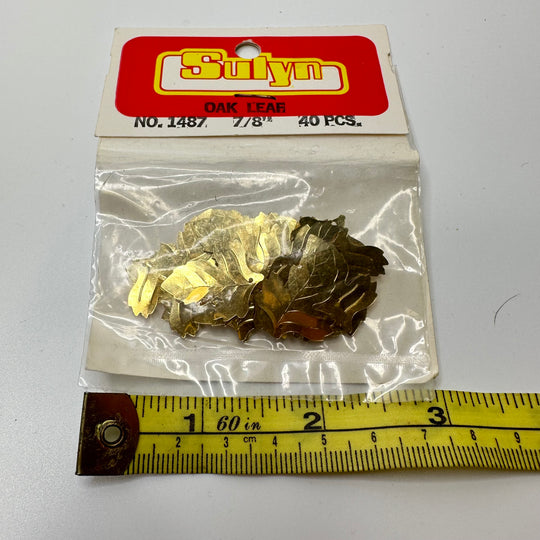 Oak Leaf Sequins - Gold - 40 Pack - FABCYCLE Deadstock and Sustainble Fabrics and Sewing Supplies