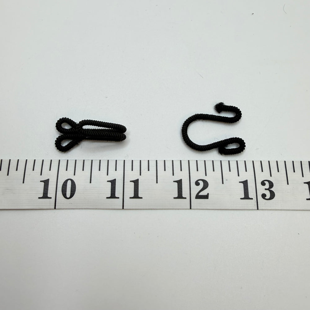 Hook And Eye Button - 15MM Fabric Covered - Black