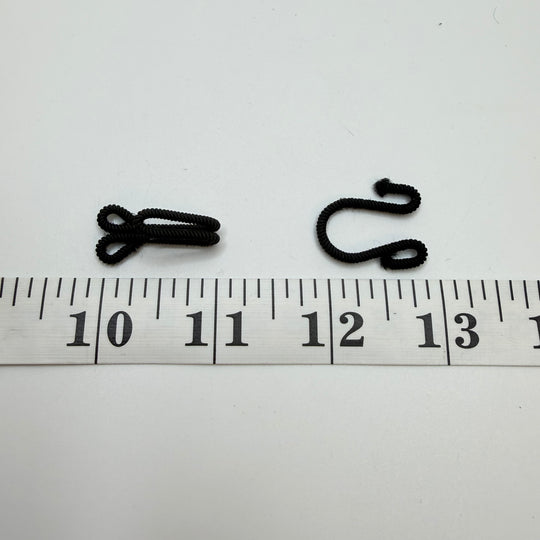 Hook And Eye Button - 15MM Fabric Covered - Black