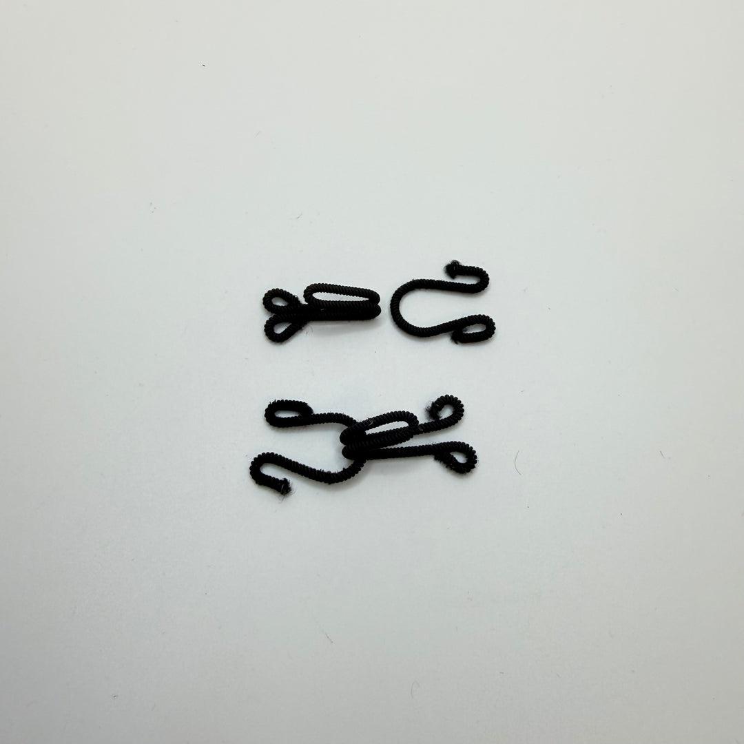 Hook And Eye Button - 20MM Fabric Covered - Black - 2 Pack