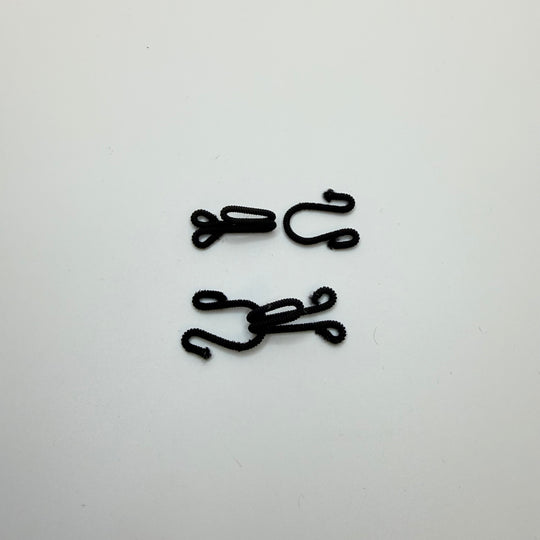 Hook And Eye Button - 20MM Fabric Covered - Black - 2 Pack