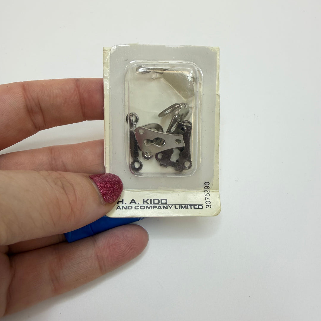 Hook And Eye Button - 15MM Metal - Silver - 3 Pack