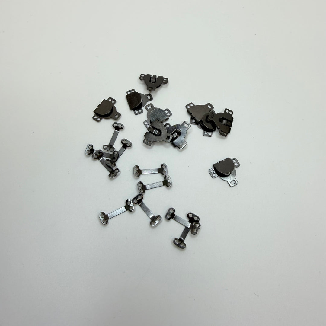Hook And Bar Button - 15MM Metal - Charcoal - 10 Pack