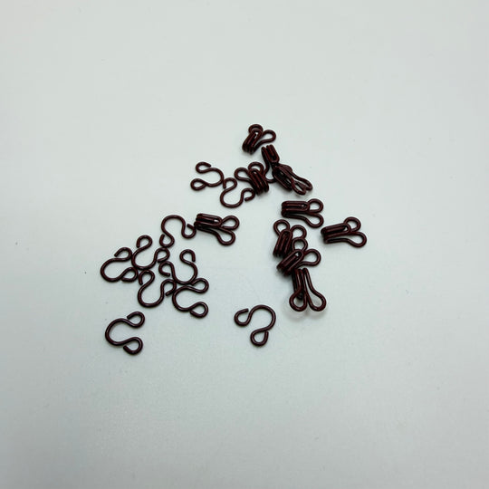 Hook And Eye Button - 10MM Metal - Dark Burgundy - 10 Pack