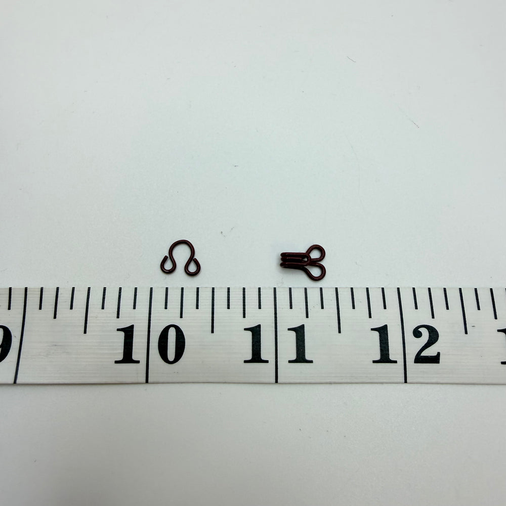 Hook And Eye Button - 10MM Metal - Dark Burgundy - 10 Pack