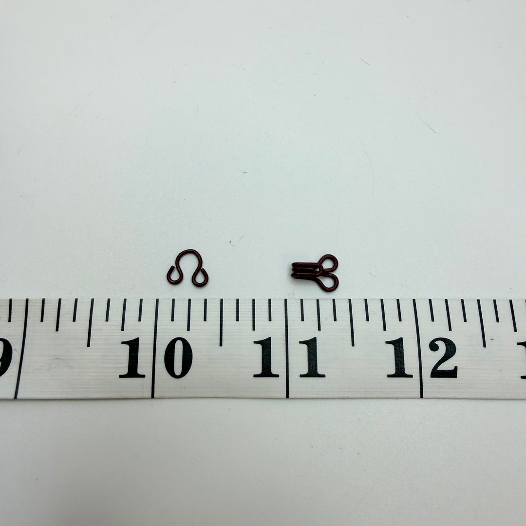 Hook And Eye Button - 10MM Metal - Dark Burgundy - 10 Pack