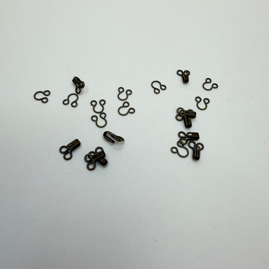 Hook And Eye Button - 10MM Metal - Brass - 10 Pack