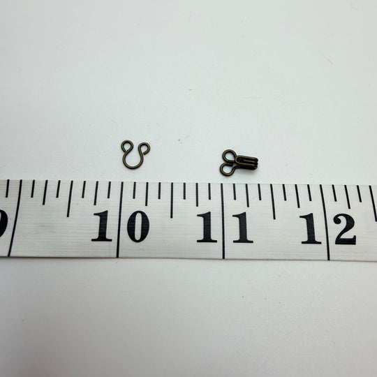 Hook And Eye Button - 10MM Metal - Brass - 10 Pack
