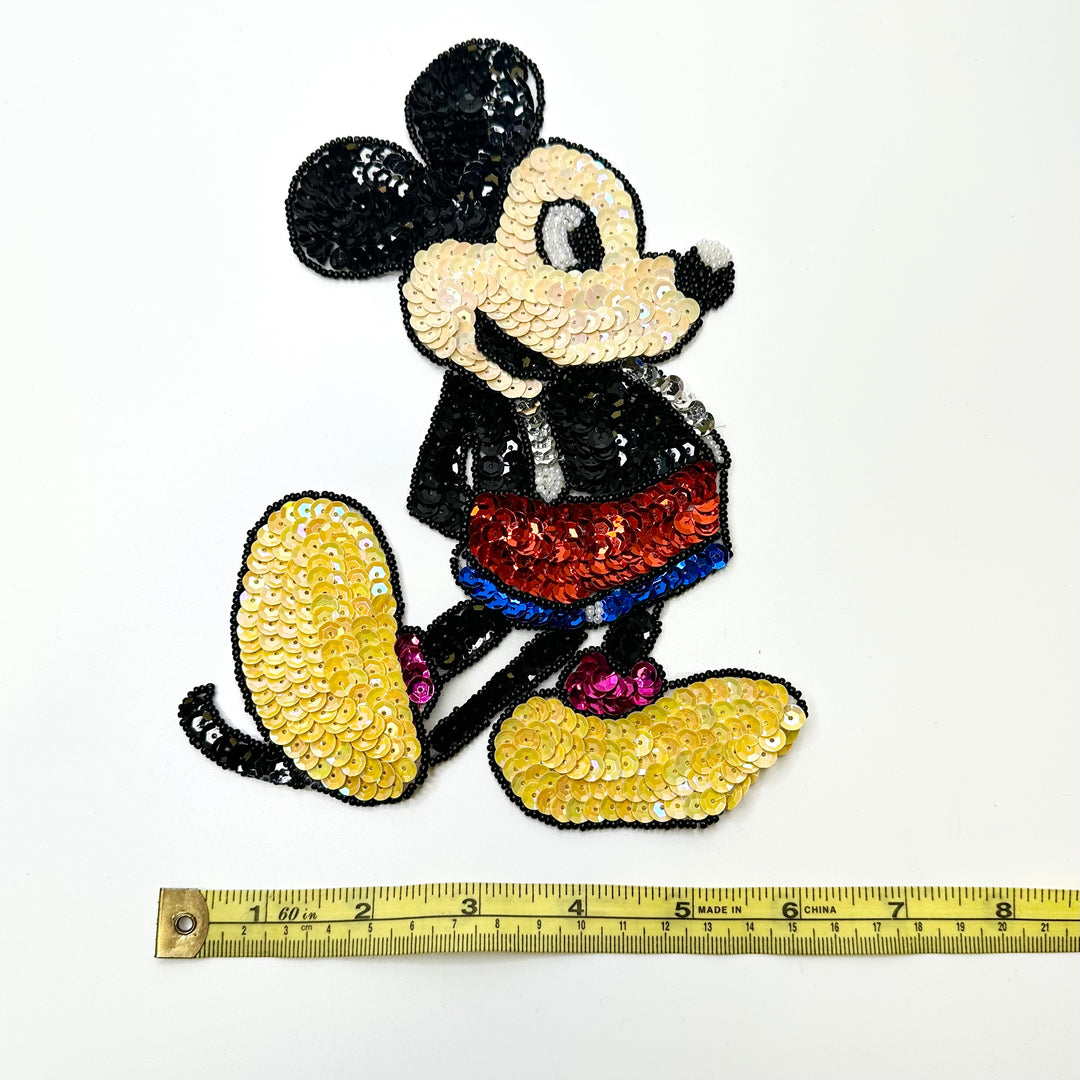 Sequinned Mickey Mouse Applique - Multi - Individual - FABCYCLE Deadstock and Sustainble Fabrics and Sewing Supplies