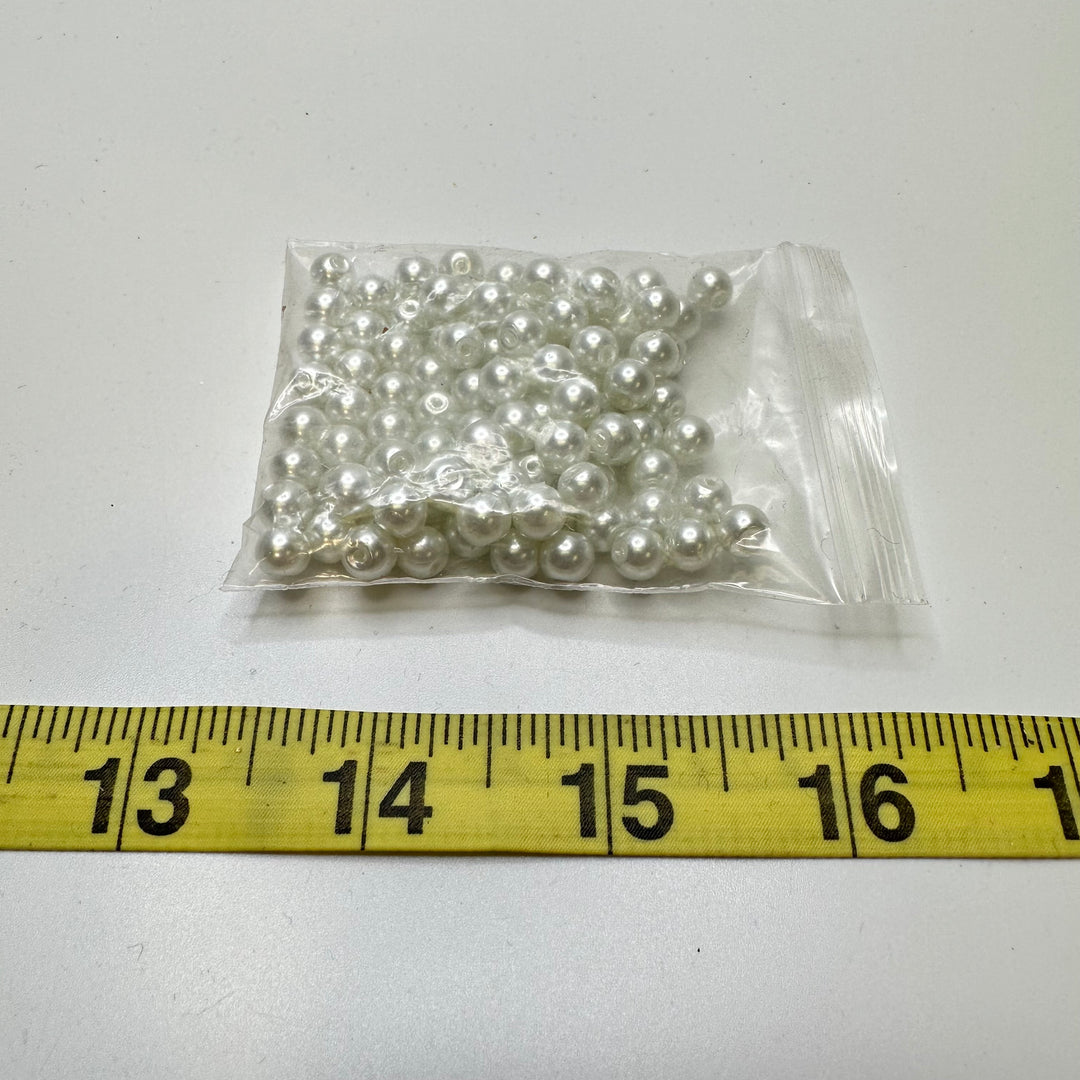 Simulated Glass Pearls Beads - White - Individual