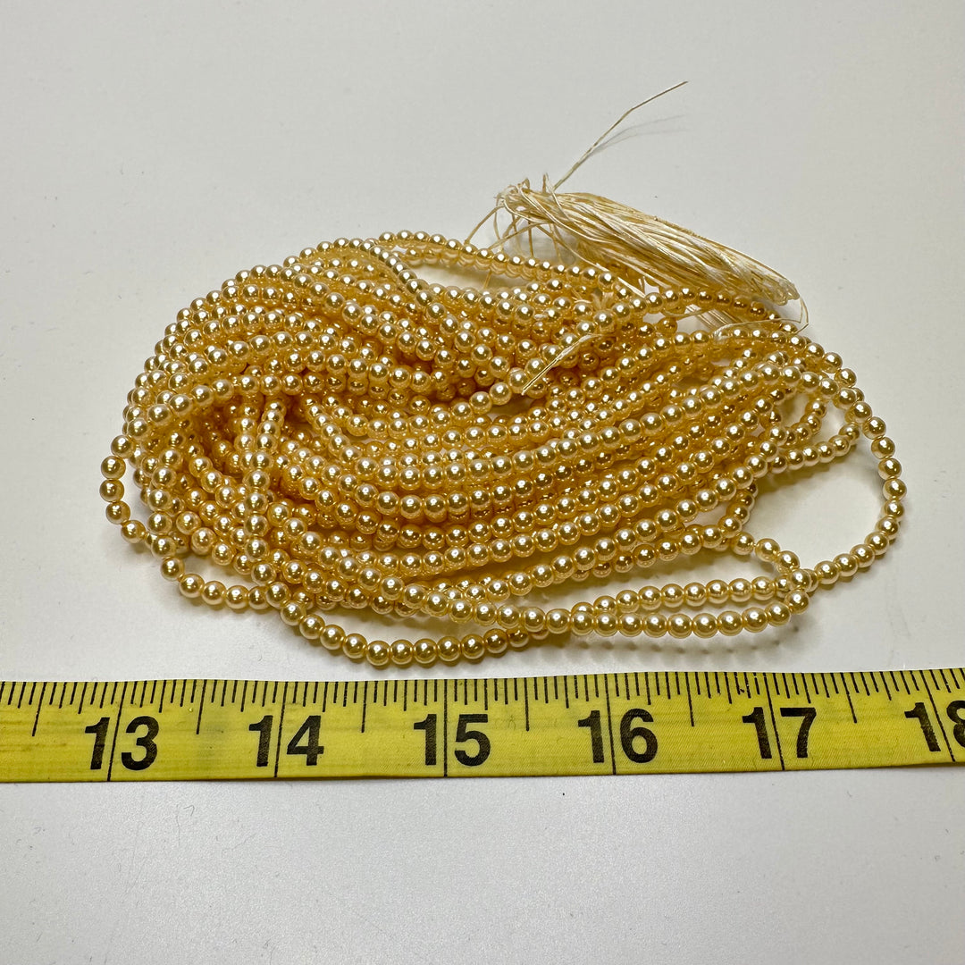 Simulated Glass Pearls Beads - Cream - Individual