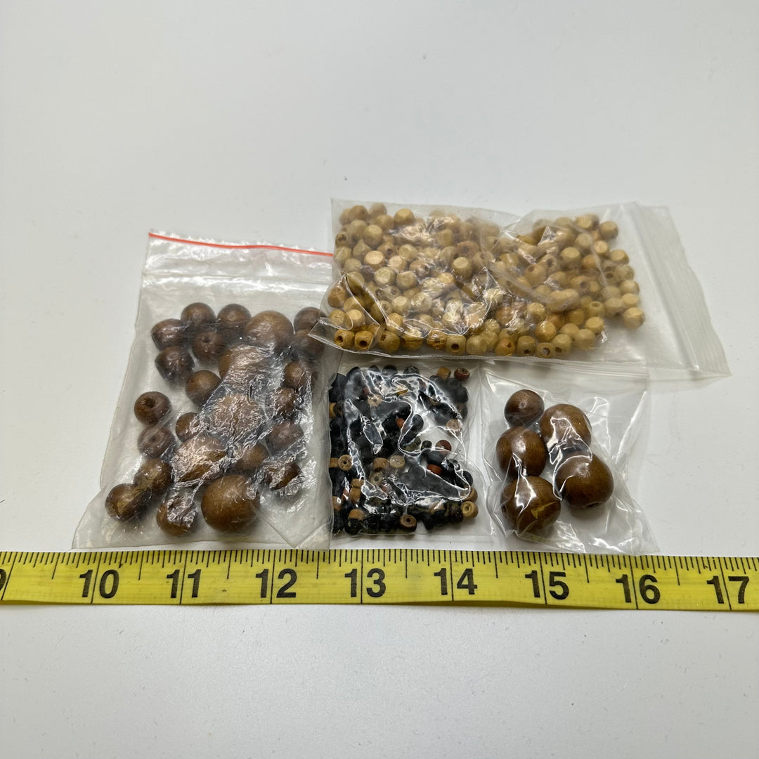 Wooden Beads - Brown/Beige - 4 Pack