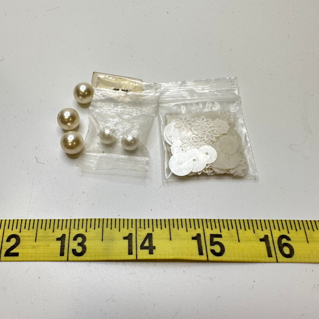 Sequins And Pearls Beads - White - Individual