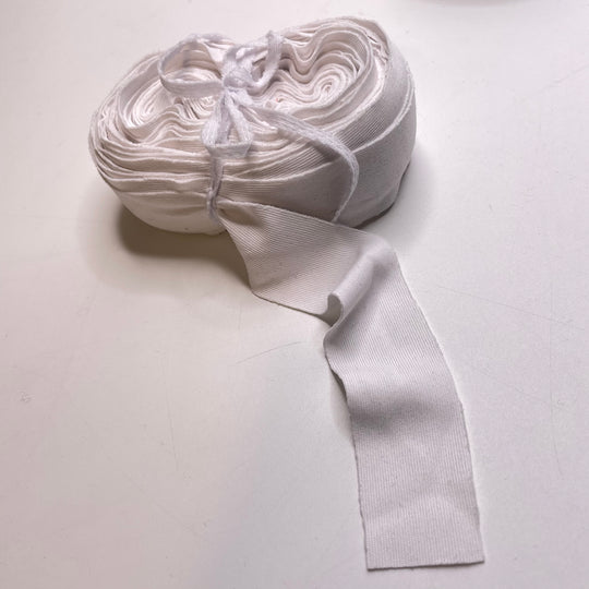 1" Continuous Knit Bias Tape - White - 5M Bundle