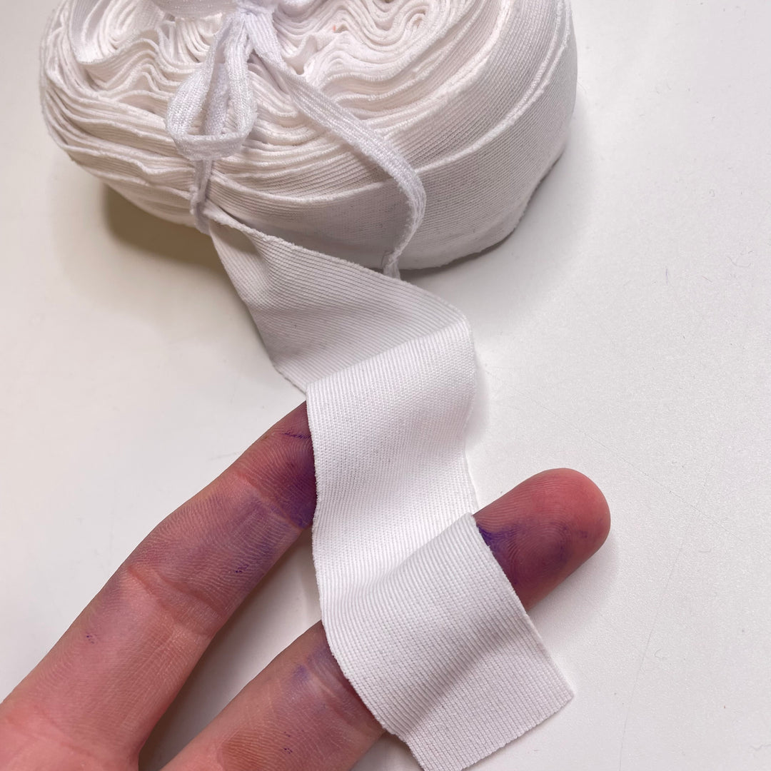 1" Continuous Knit Bias Tape - White - 5M Bundle