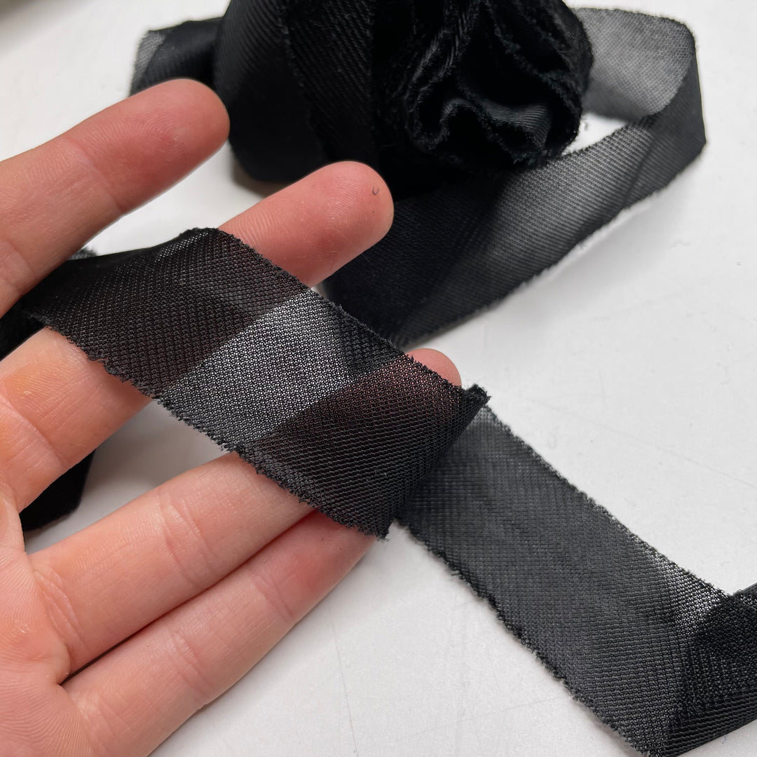 1" Continuous Knit Bias Tape - Black - 10M Bundle