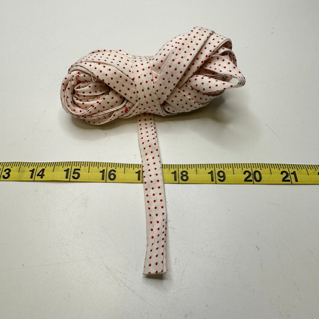 ½" Double Fold Woven Bias Tape - White/Red - 5.85M Bundle