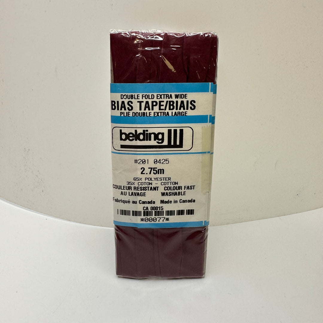 ½" Double Fold Woven Belding Bias Tape - Burgundy - 2.75M Package