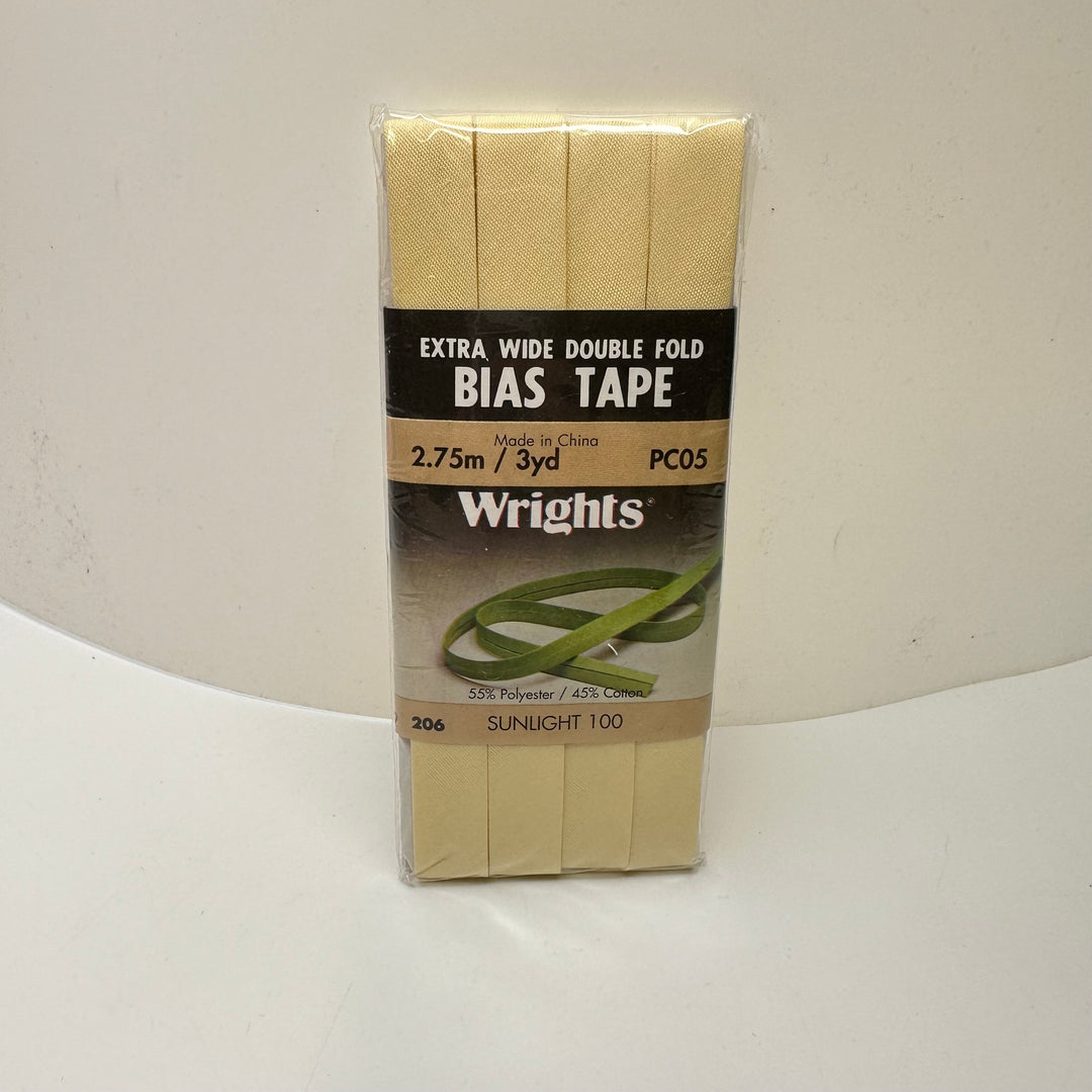 ½" Double Fold Woven Wrights Bias Tape - Butter Yellew - 2.75M Package