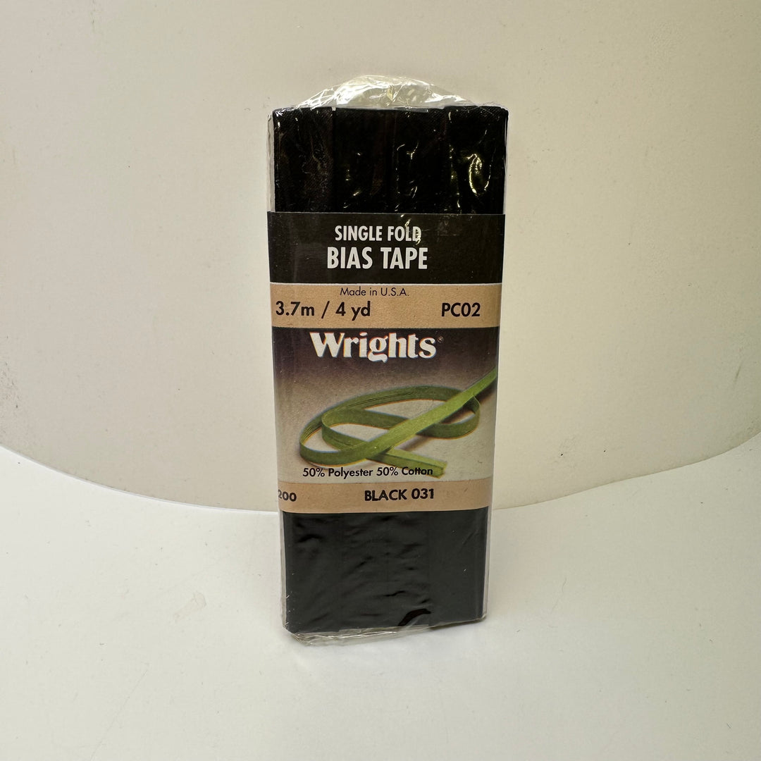 ⅜" Single Fold Woven Wrights Bias Tape - Black - 3.7M Package