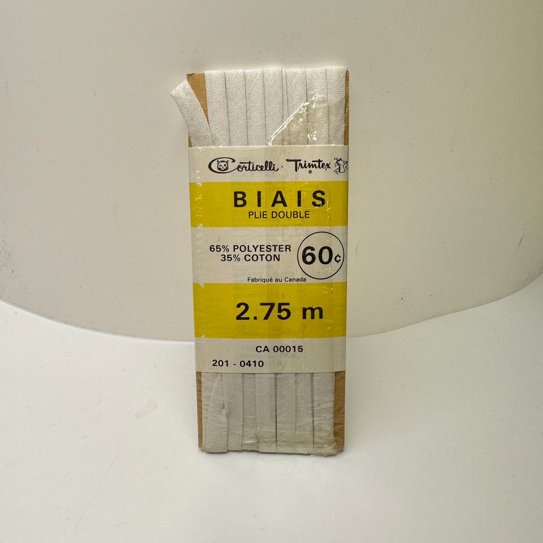 ¼" Double Fold Woven Trimtex Bias Tape - White - 2.75M Package