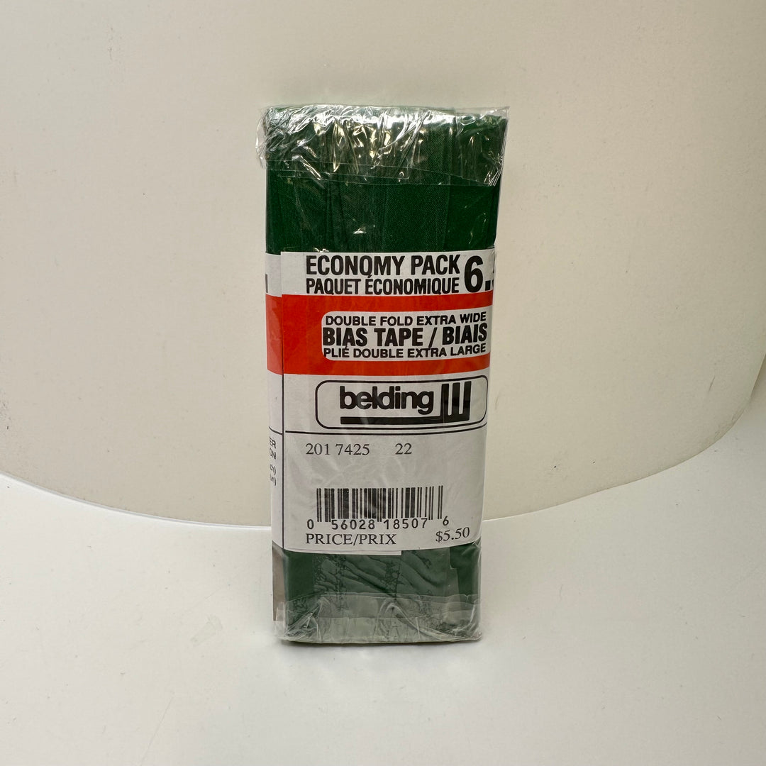 ⅜" Double Fold Woven Belding Bias Tape - Green - 6.5M Package