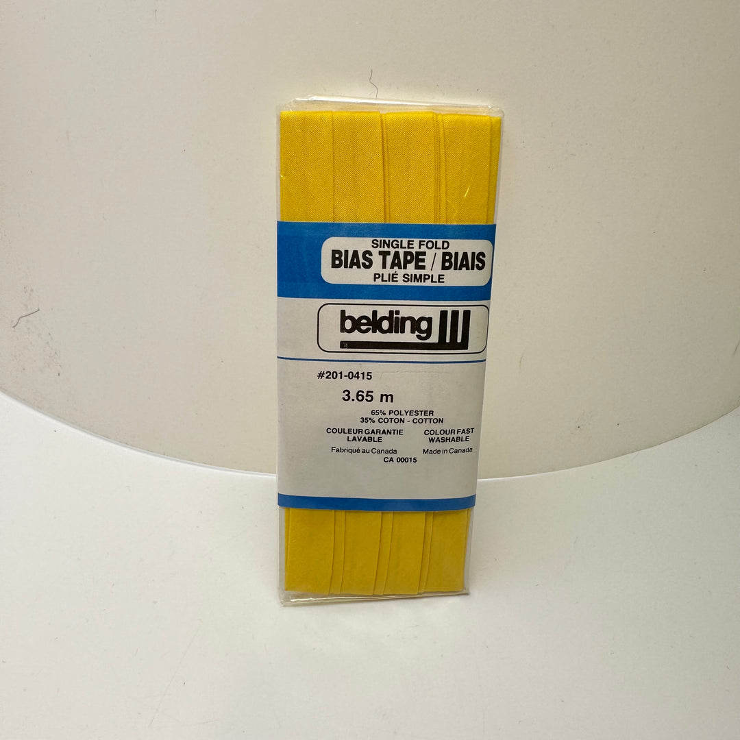 ⅜" Double Fold Woven Belding Bias Tape - Yellow - 3.65M Package