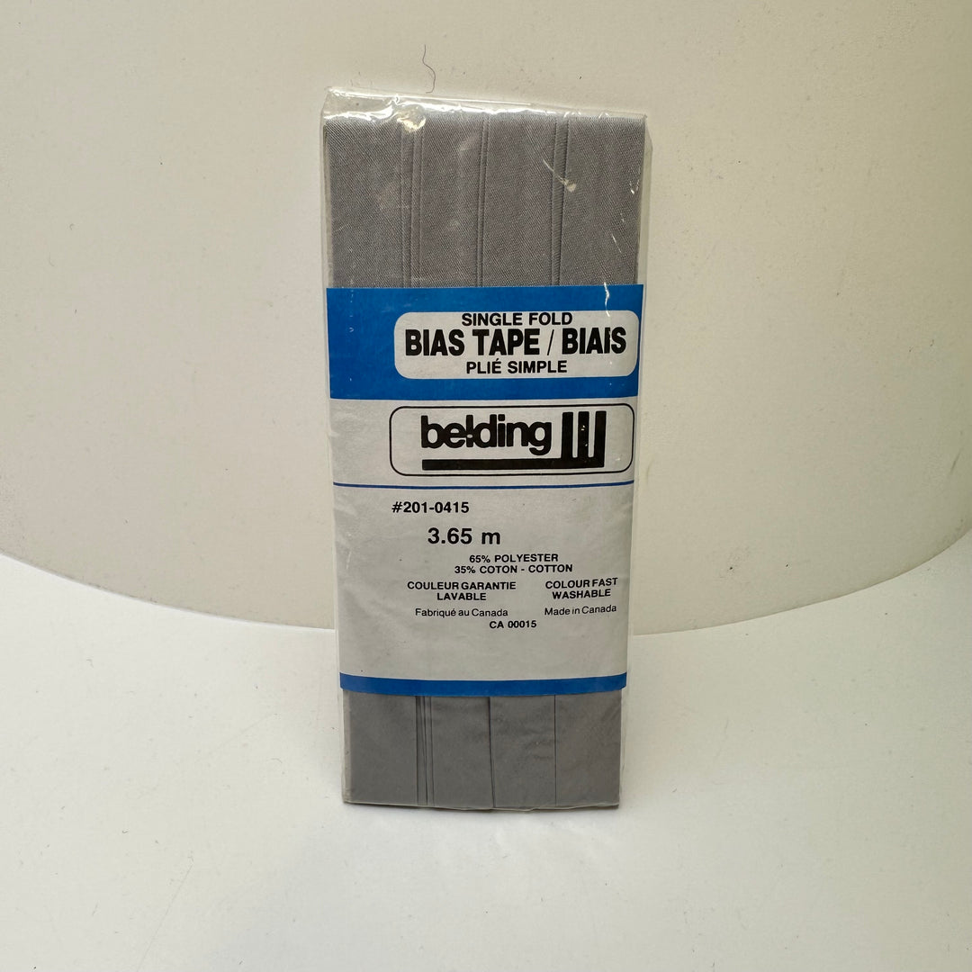 ¼" Single Fold Woven Belding Bias Tape - Light Grey - 3.65M Package