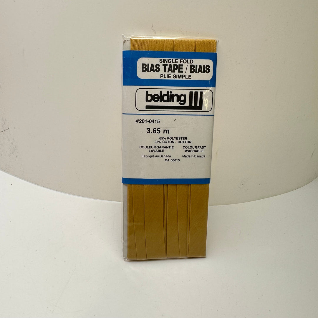 ¼" Single Fold Woven Belding Bias Tape - Gold - 3.65M Package