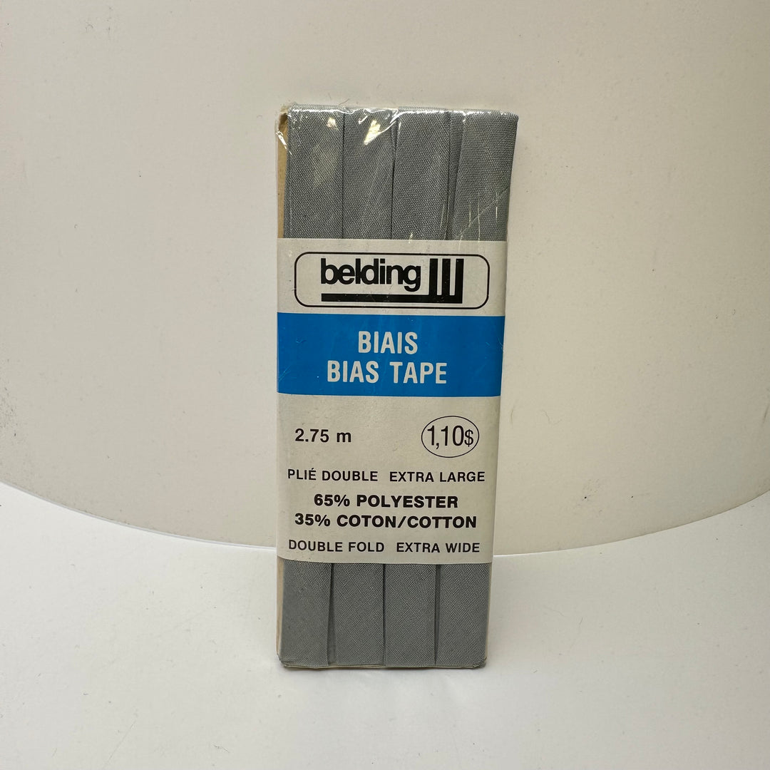 ⅜" Double Fold Woven Belding Bias Tape - Grey - 2.75M Package