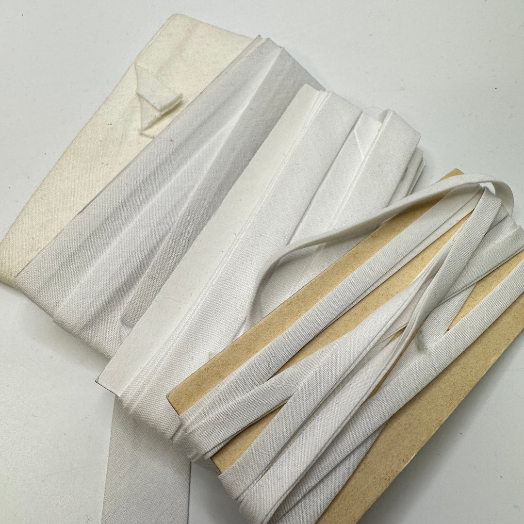 1" Single Fold Woven  Bias Tape - White/Cream - 10M Package