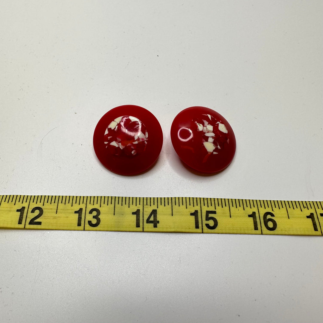 Abstract Circle Earrings Costume Jewelry - White/Red - Individual