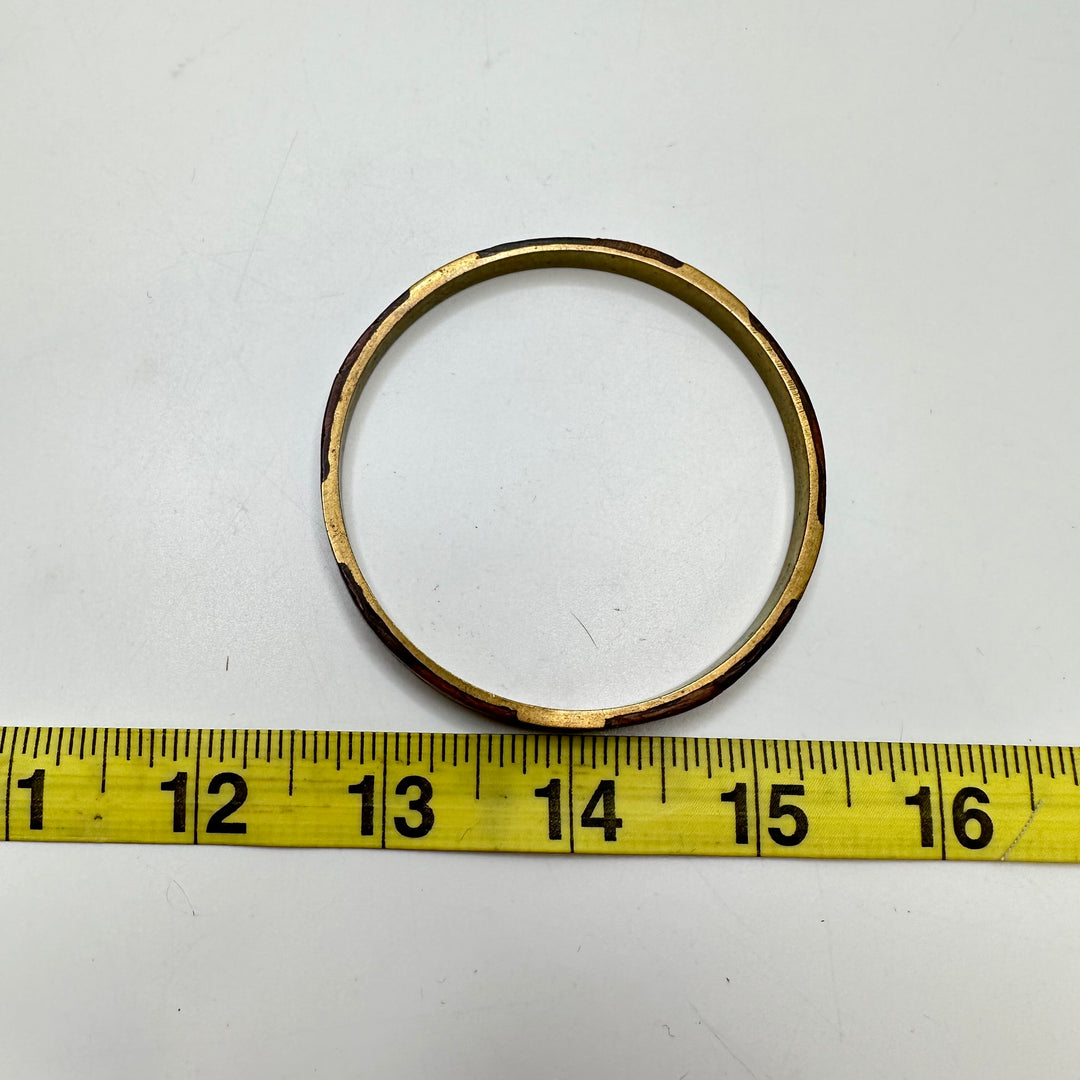 Wood And Brass Bracelet Costume Jewelry - Brown/Gold - Individual