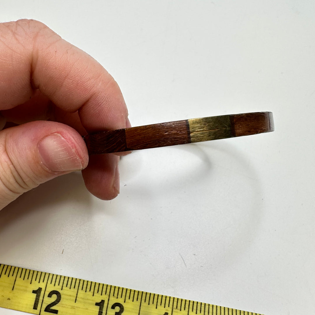 Wood And Brass Bracelet Costume Jewelry - Brown/Gold - Individual