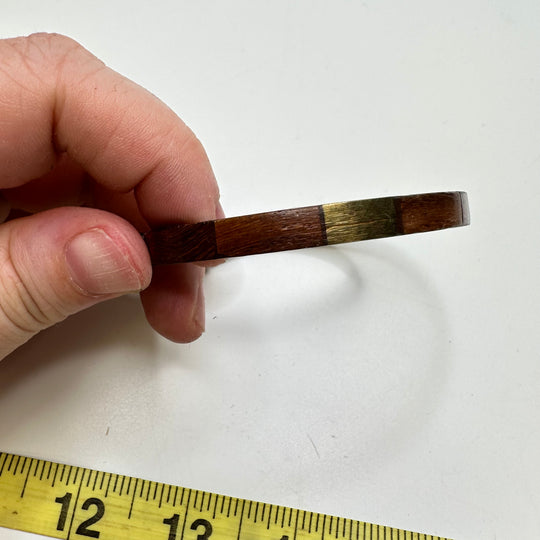 Wood And Brass Bracelet Costume Jewelry - Brown/Gold - Individual