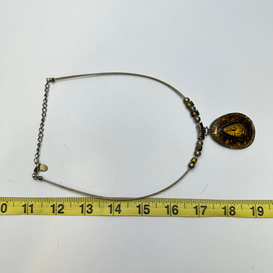 Pendant Necklace Costume Jewelry - Silver/Orange - Individual